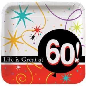  Life is Great 60th Birthday 7 inch Paper Plates 8 Per Pack 