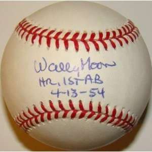  Wally Moon Signed Baseball   1st AB HR Official CARDINALS 