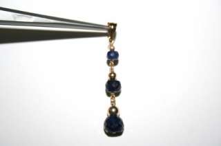 14k gold natural African Blue Sapphire pendant charm ~  