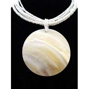  Huge Round African White Abalone Shell Necklace Earring 