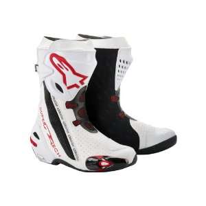  ALPINESTARS SUPERTECH R RACING BOOTS, WHITE/RED/VENTED, EUR 44/US 9.5