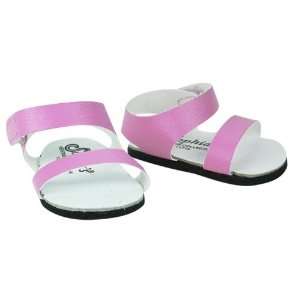  Doll Sandals, Doll Shoes Fit 18 Inch American Dolls, Pink Strap Doll 