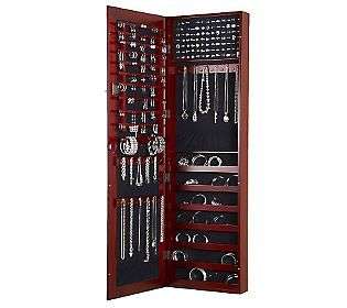 BLACK Jewelry Box Cabinet Armoire Wall Mount Mirror Key Locks BW001 
