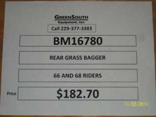 JOHN DEERE BM16780 REAR GRASS BAGGER  