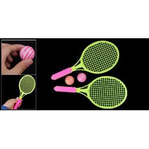   Children Plastic Toy Yellow Badminton Racket w Balls Toys & Games