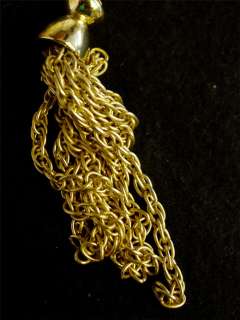 Vtg 70s Tassel Runway Necklace Long Chain Gold Tone  