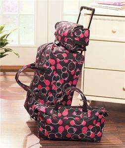 PIECE POLKA DOT TRAVEL BAG LUGGAGE SET DUFFEL TOTE COSMETICS/TOILTRY 