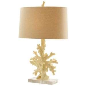  CORAL w/ LUCITE / ACRYLIC BASE Table Lamps, Beach House, Coastal Chic