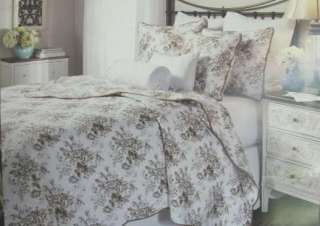 FRENCH COUNTRY Toile 3pc QUILT SET King Brown NEW  