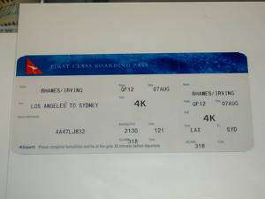 VING RHAMES ORIGINAL BOARDING PASS FROM LAX AIRPORT  