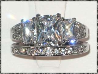   Emerald Cut Anniversary Bridal Wedding Ring Set   SIZE 5 6 7 8 9
