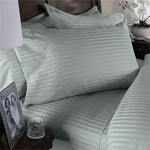   Sheet Set with 4 PILLOW CASES, Queen, Sage Stripe