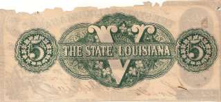   US NOTE 1862 CIVIL WAR FIVE DOLLAR OBSOLETE CURRENCY LOUISIANA  