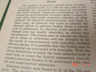 Medical Book Asbestos Bodies in Human Lungs at Autopsy  