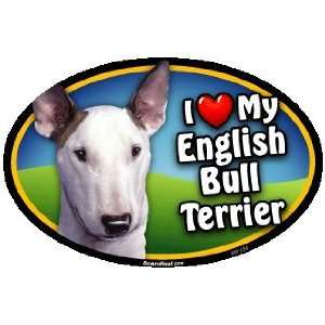    Oval Car Magnet   I Love My English Bull Terrier