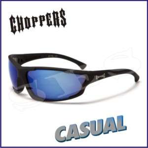 Choppers Sunglasses Wrap Around Mens Casual Black Blue  