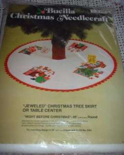 Vintage NIGHT B4 CHRISTMAS Felt TREE SKIRT KIT Jeweled  