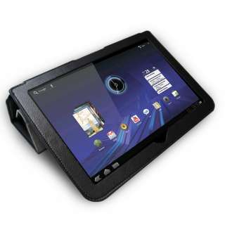 Black Leather Folio Stand Accessory Case Cover For Motorola Xoom 