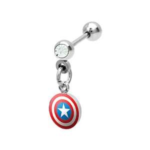   Americas Shield Dangle Cartilage Helix Piercing Barbell Jewelry