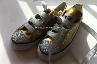 Gold Convers Featuring Clear Swarovski Cystals For Toddler/Kids/Women 
