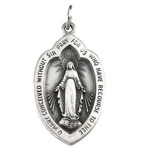  Jewelry Gift Sterling Silver Miraculous Medal W/ 18 Inch Chain 