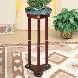  Marble Top Round Plant Stand in Cherry