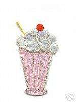 Iron On Embroidered Applique Patch Ice Cream Soda  