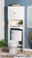   Nantucket White Wood Home Bathroom Storage Space Saver Cabinet  