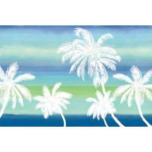    Extra Large Retro Palm Tree Value Mural in Blue 