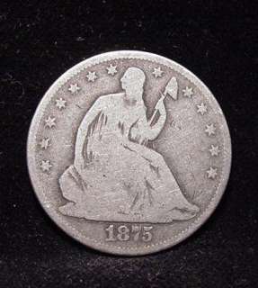 1875 S Liberty Seated Silver Half Dollar GOOD Grade Coin  