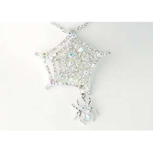   Web Iced Out Crystal Clear Rhinestone Custom Pendant Necklace Jewelry