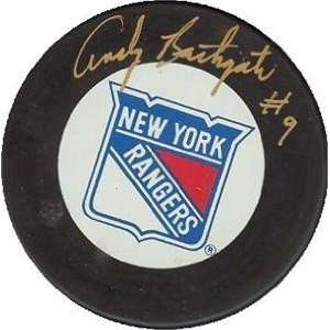  Andy Bathgate autographed Hockey Puck (New York Rangers 