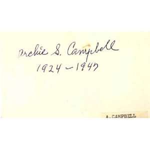 Archie Campbell Autographed 3x5 Card   New York Yankees:  