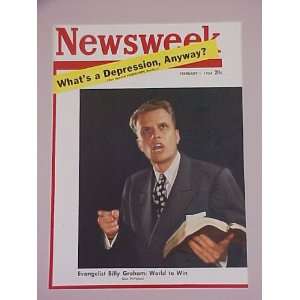 Billy Graham Evangelist February 1 1954 Newsweek Magazine 