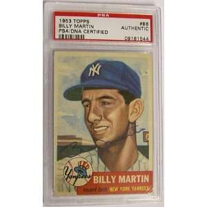  Billy Martin Autographed 1953 Topps Card # 86 (PSA / DNA 