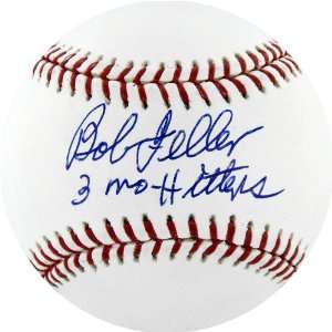 Bob Feller Autographed Baseball with 3 No Hitters Inscription