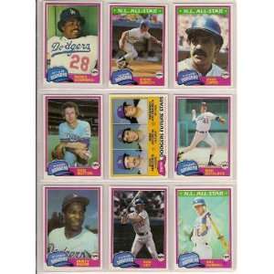  1981 Topps Baseball Team Set (World Champions) (Steve Garvey) (Dave 