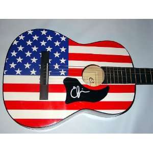 EMMYLOU HARRIS Autographed Signed USA FLAG Guitar UACC