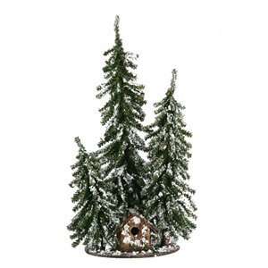   Covered Triple Forest Christmas Trees w/ Bird House