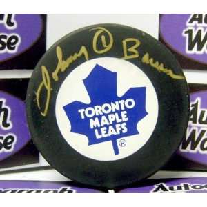 Johnny Bower Signed Puck   Autographed NHL Pucks
