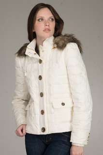 Juicy Couture Faux Fur Hood Dial Puffer Jacket for women  