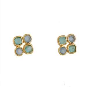 Michael Vincent Michaud  Blue and Teal Four Stone Earrings 