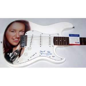 Miley Cyrus Signed Incredible Airbrush Guitar & Proof PSA/DNA