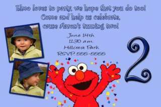 Pink Stripes Sesame Street & Elmo Birthday Invitations  