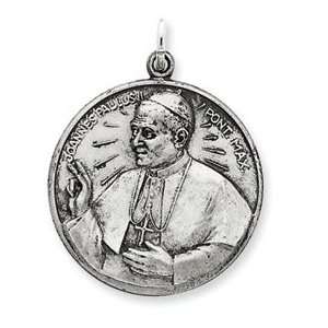 Sterling Silver Antiqued Pope John Paul II Medal Pendant 