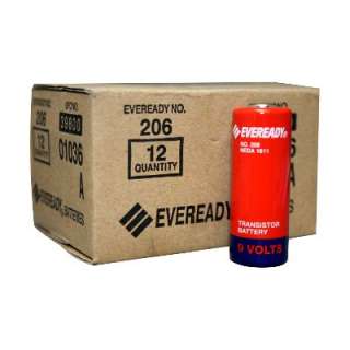 12 Pack of Eveready 206 Carbon Zinc 9V Batteries replaces NEDA 1611, H 