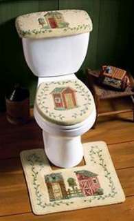 Country Wood Outhouse TP Toilet Paper Holder Cabinet  