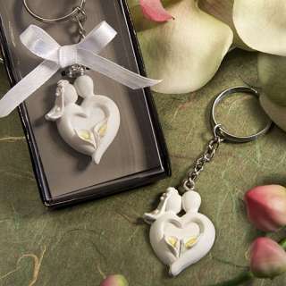  Bride & Groom Calla Lily Design Favor Saver Keychain Wedding Favors