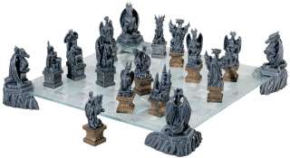   Collectible Medieval Gothic Dragons Chess Set/Chess Board and Pieces