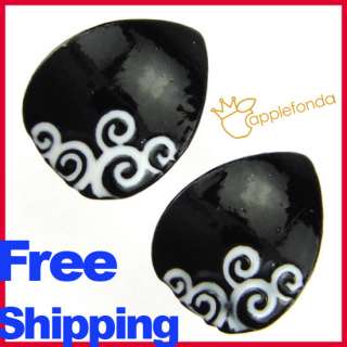 E871 Cute Fashion stud earring metal leaf Black  